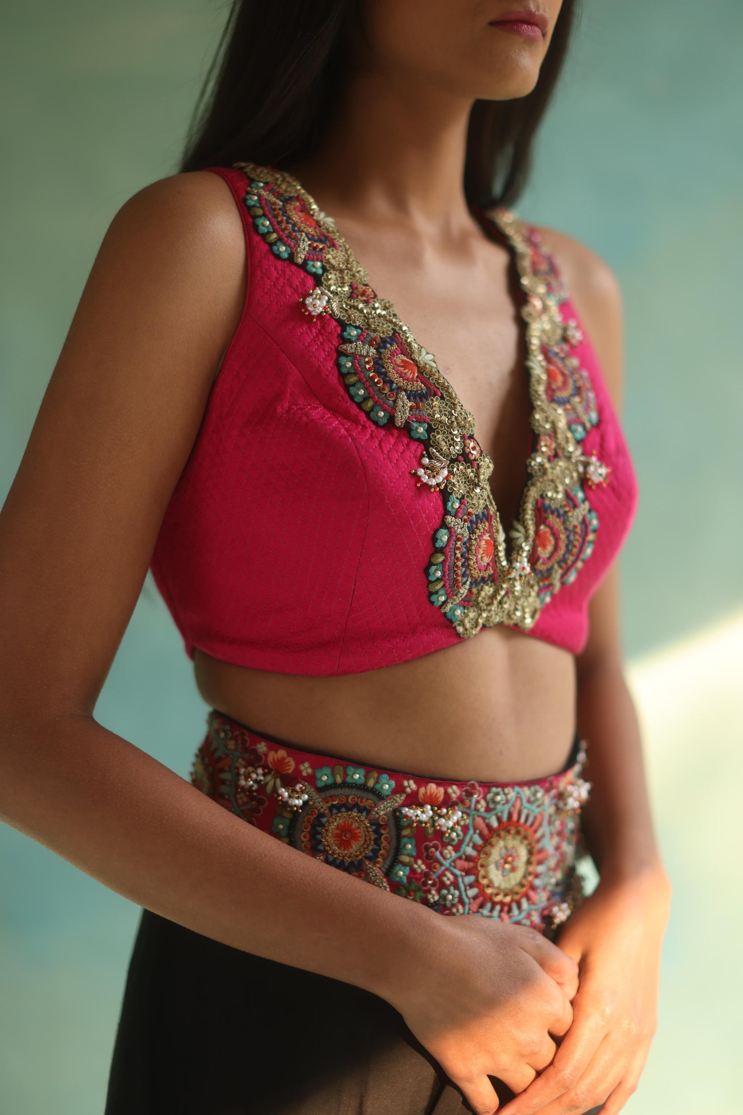 Black Cape and Dhoti Skirt Set