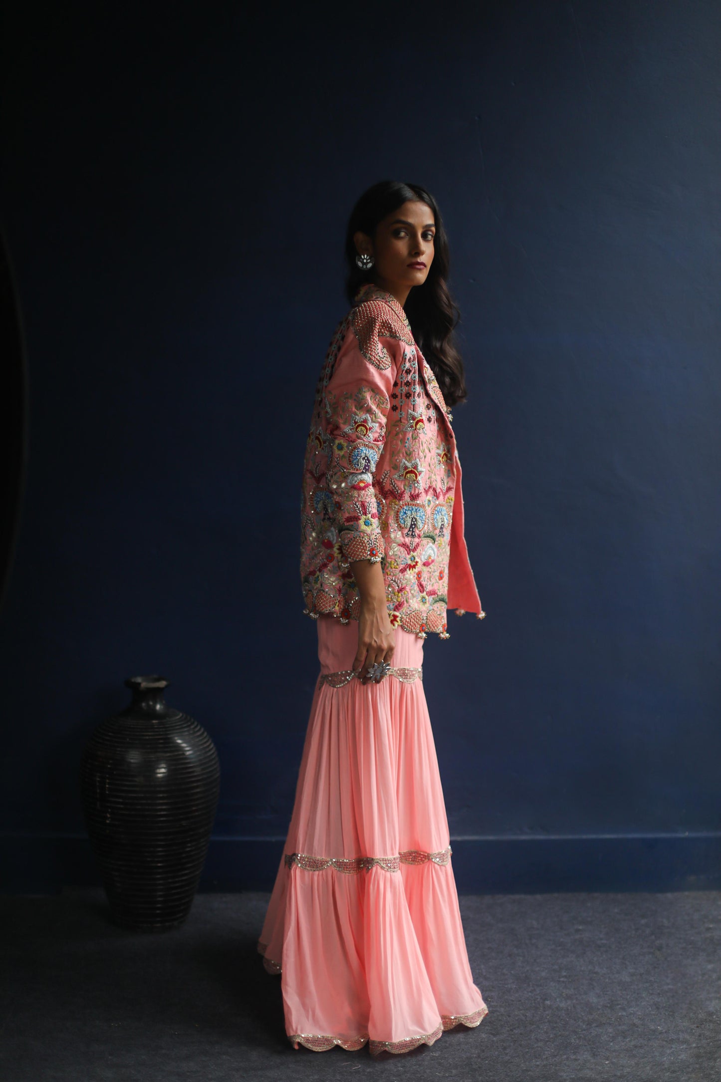 Pink Power Blazer and Sharara Set