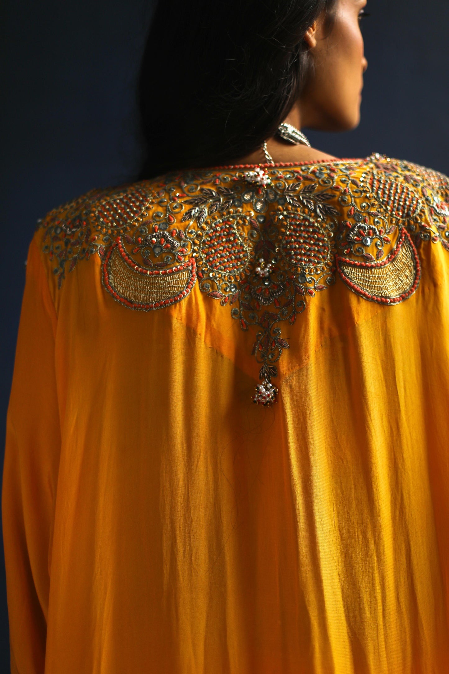 Apricot Paisley Jacket and Peach Lehenga Set