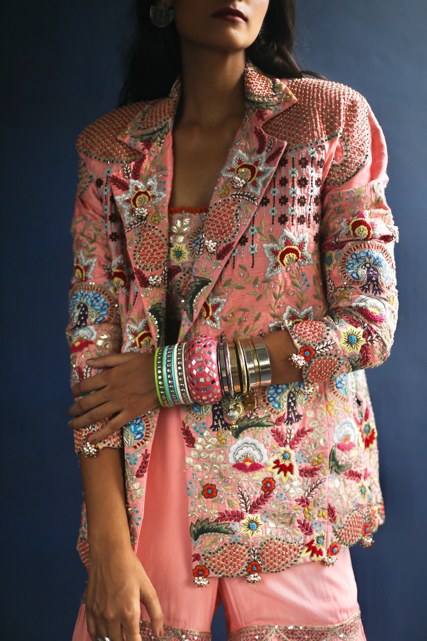 Pink Power Blazer and Sharara Set