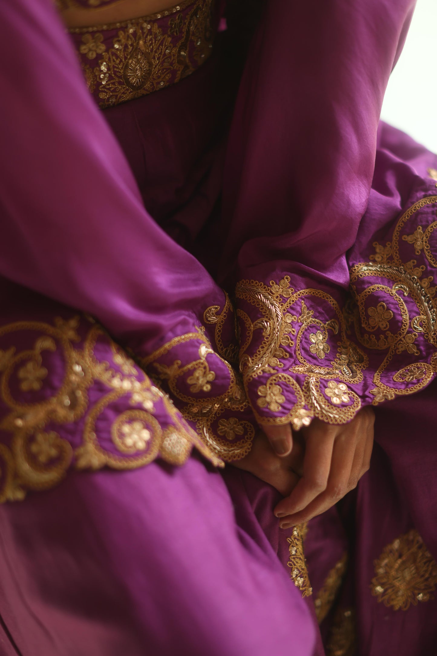 Purple Paisley Cape and Sharara Pants Set