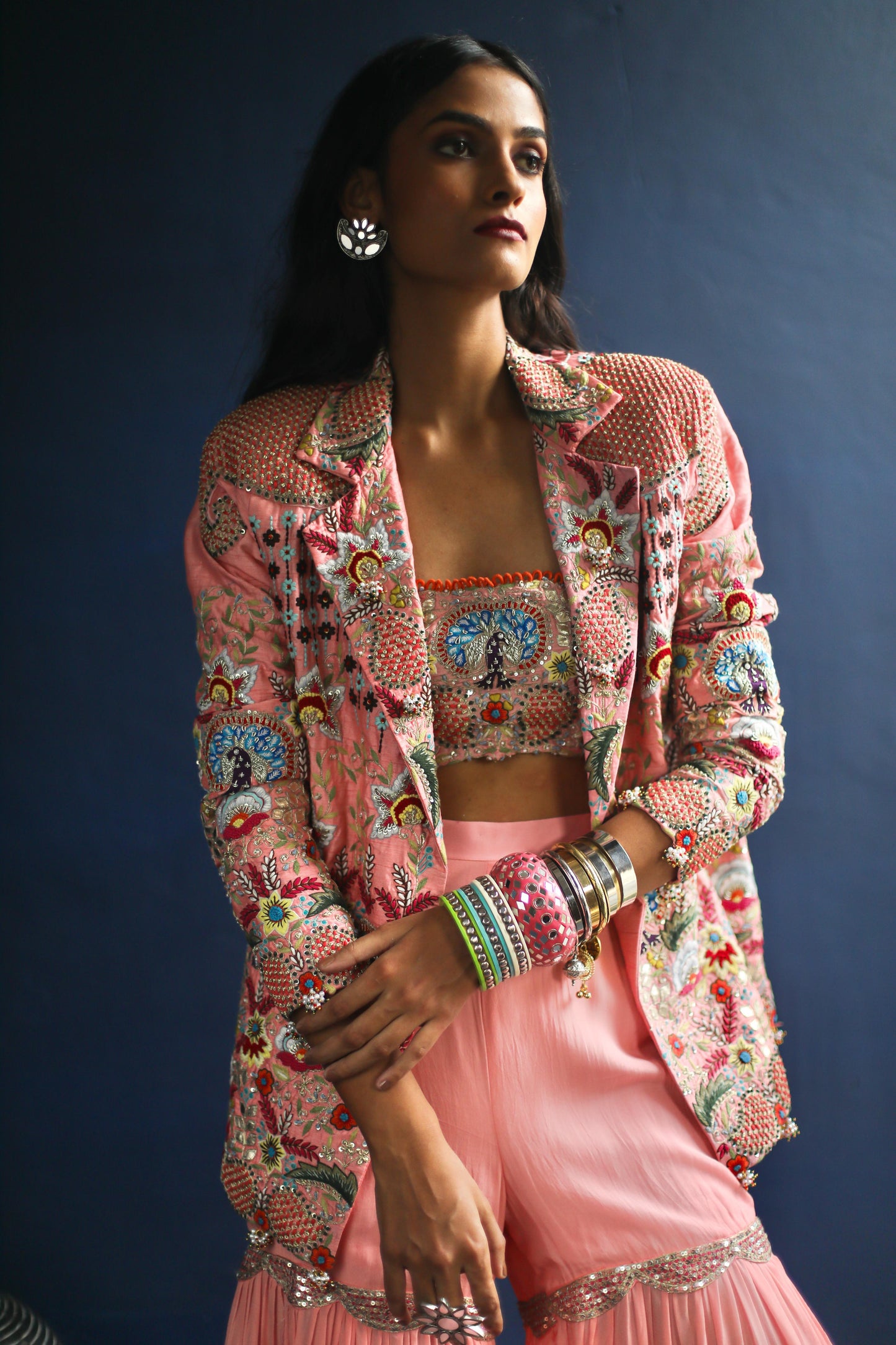 Pink Power Blazer and Sharara Set