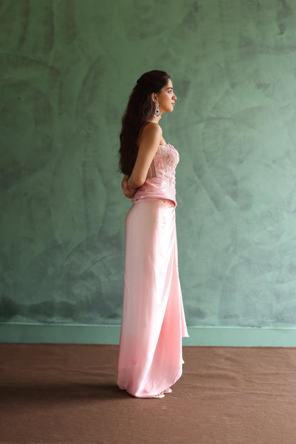 Pink Corset and Drape Skirt Set