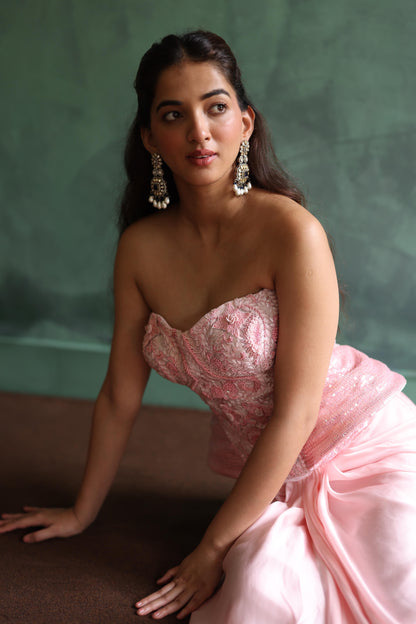 Pink Corset and Drape Skirt Set