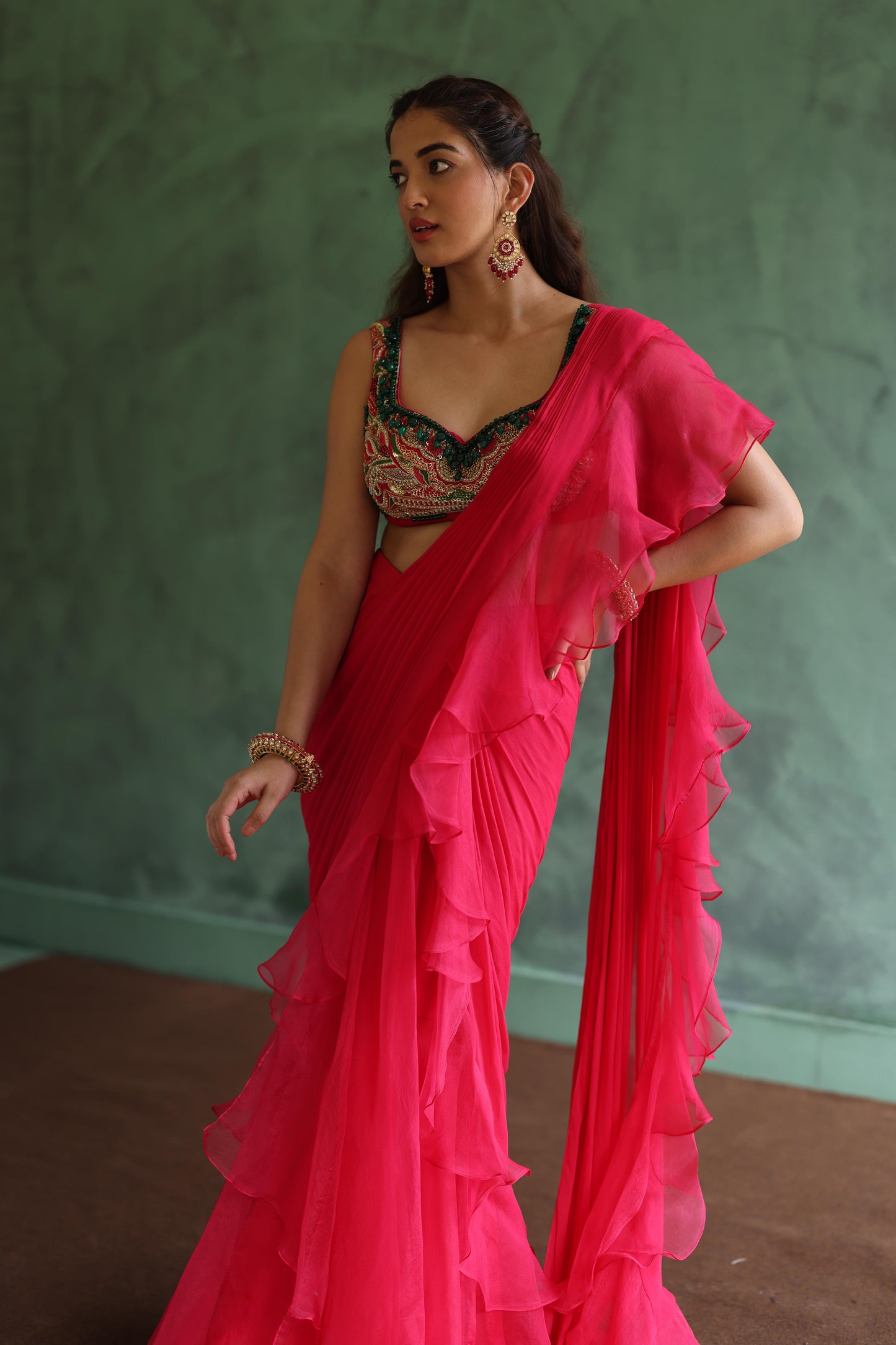 Fuchsia Saree Set
