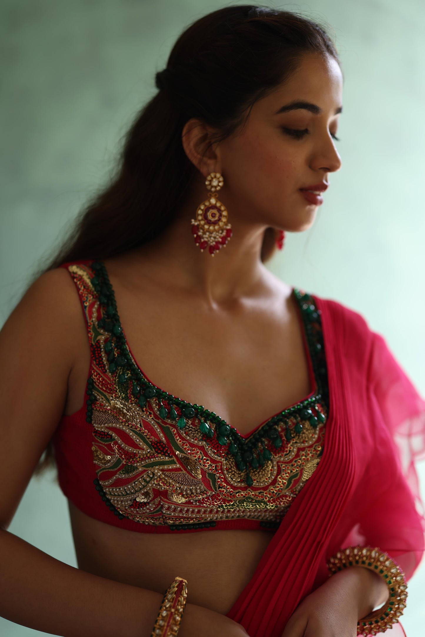 Fuchsia Saree Set