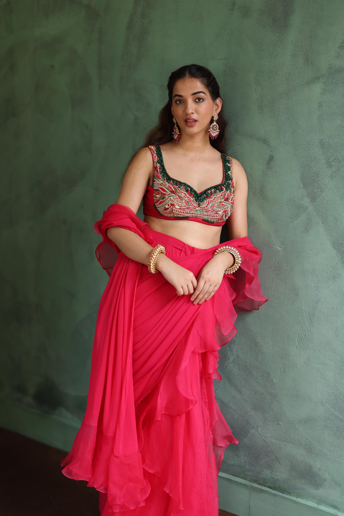 Fuchsia Saree Set