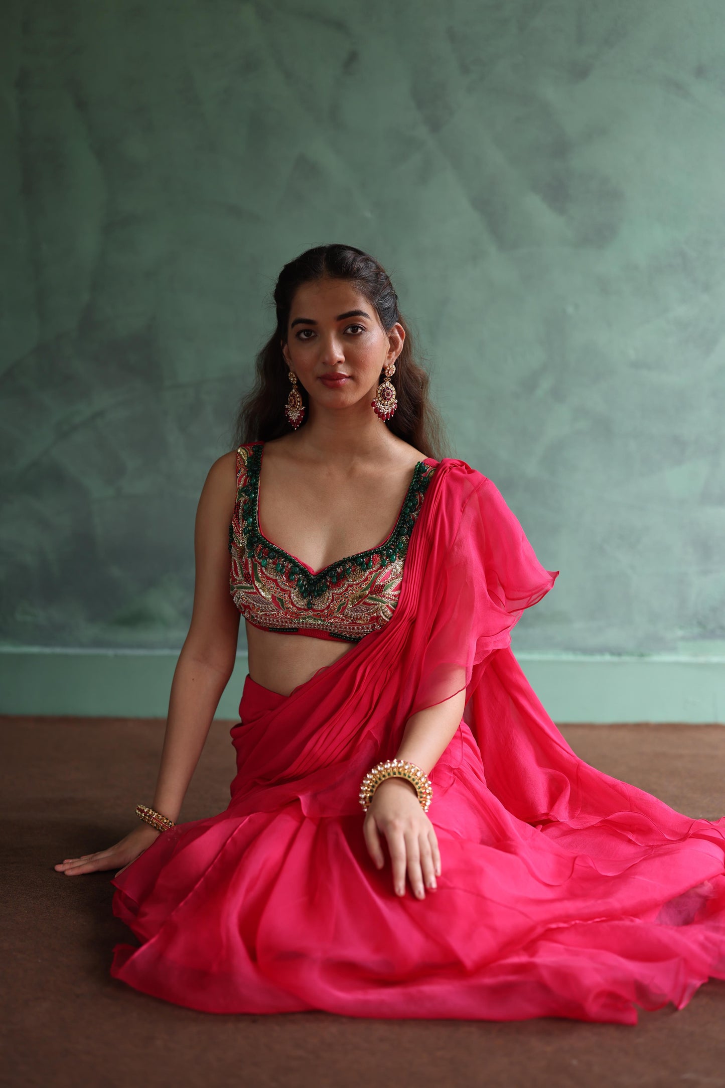 Fuchsia Saree Set